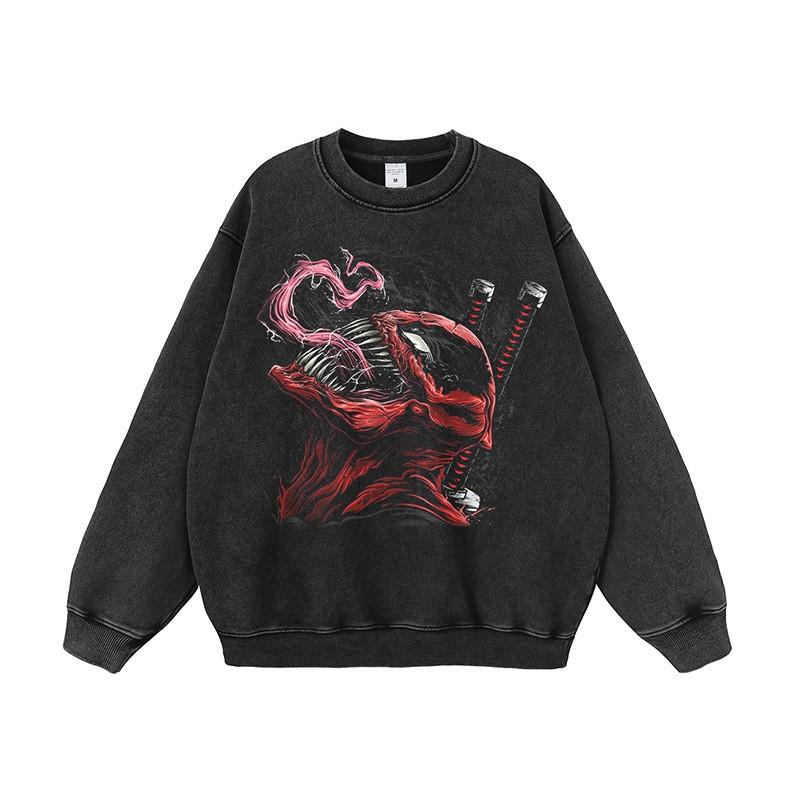 Oversized Vintage Washed Cotton Hoodie Men Women Streetwear Loose Fit Graphic Print Casual Sweatshirt