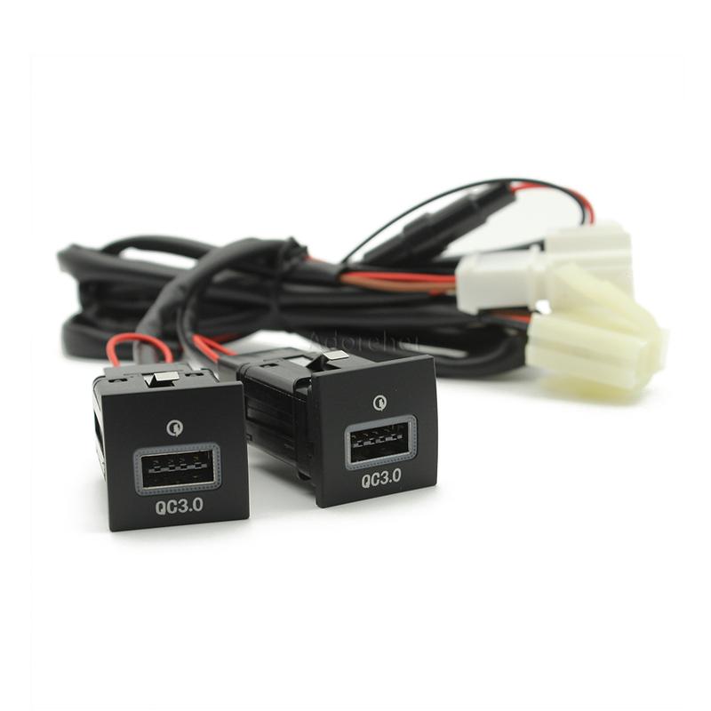 12V Red LED Car Charger Socket Dual USB Charging Outlet Power Adapter QC3.0 For VW Golf 6 Jetta 5 MK6 Scirocco 2006-2010