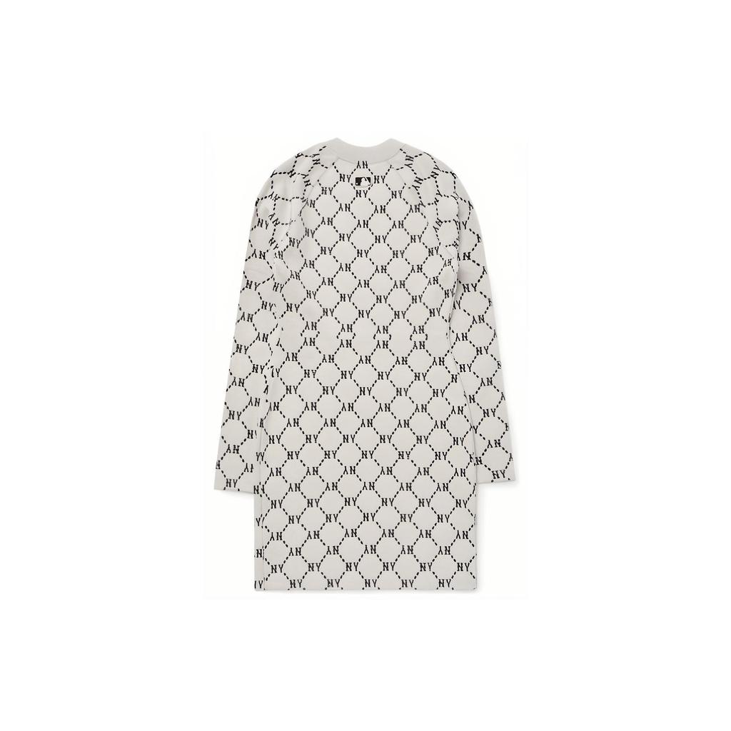 New MLB Old Flower Long Sleeved Dresses Women's White 3FOPM0124-50CRS