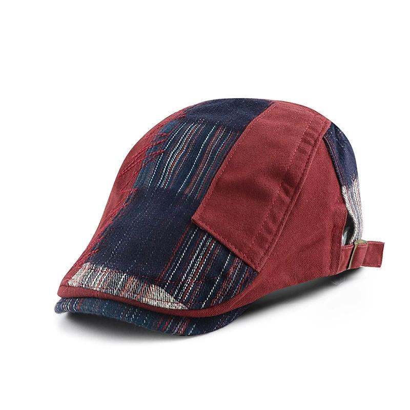 High Quality Baseball Cap Men Women Splicing Striped Contrasting Color Forward Hat Men Women Personalized Fashion Design Beret