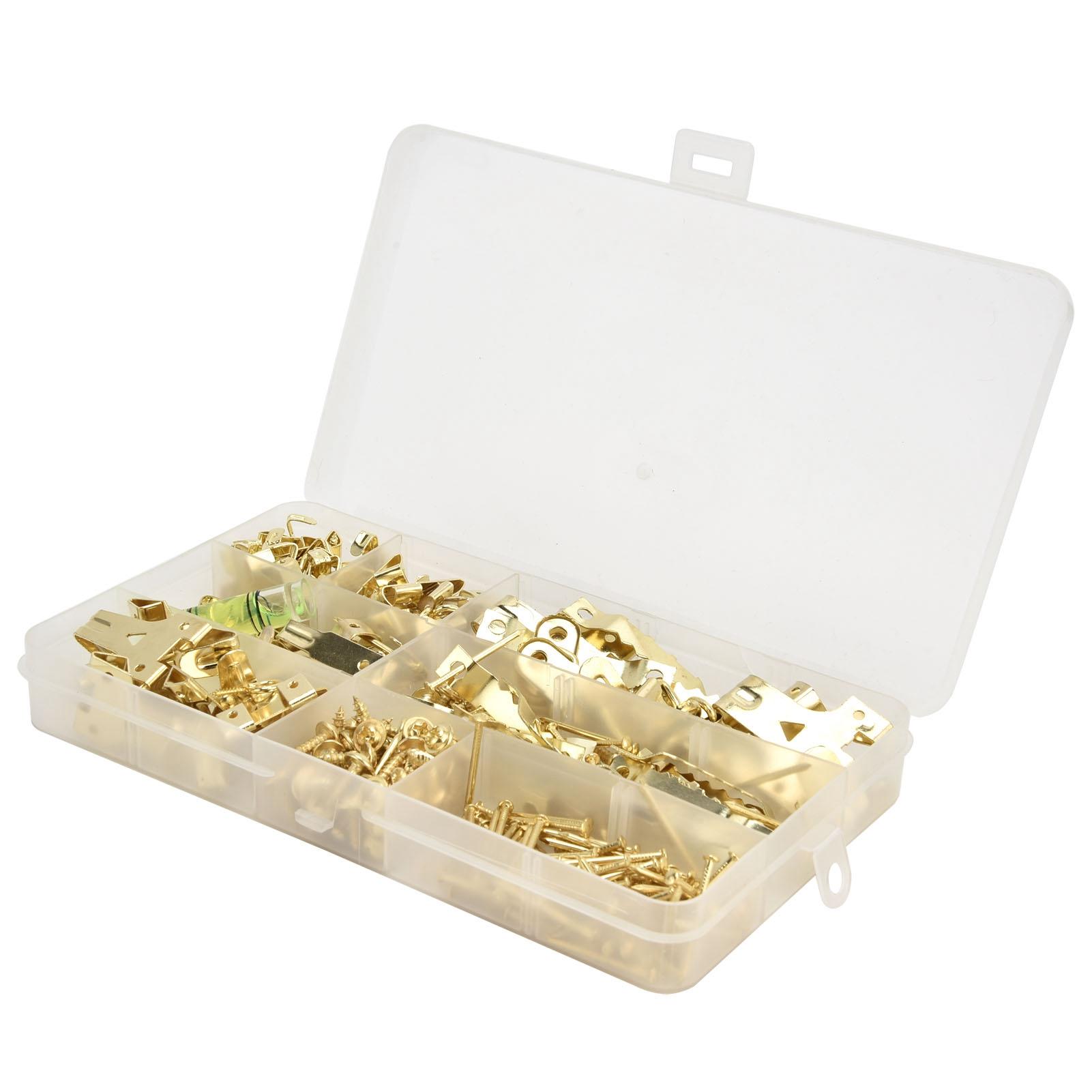 

283 шт. Подвесные крючки для картин в коробке, серебристые, европейский стиль, комбинация вешалок с уровнем для стены