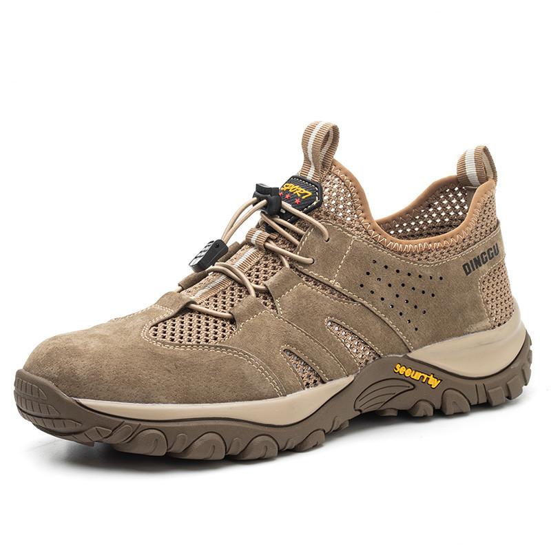 Pantofi de siguranță de lucru respirabili de vară pentru bărbați, cu vârf de oțel indestructibil, cizme de siguranță anti-punctură, protecție confortabilă, pantofi de lucru în aer liber