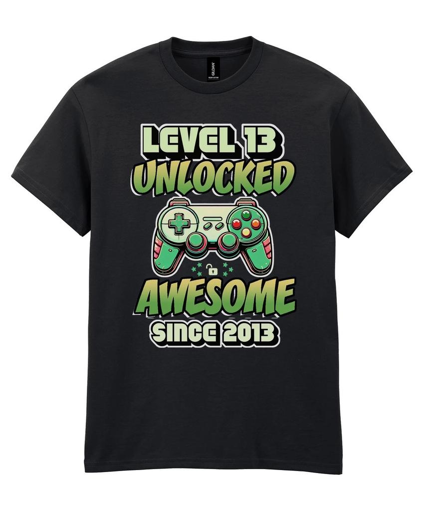 Kids Gaming T-Shirt 13th Birthday Awesome 2013 Level 13 Unlocked Christmas Gamer