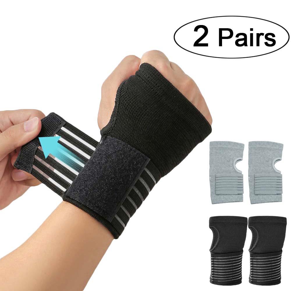 

2 Pairs Adjustable Compression Wrist Brace – Pain Relief Support for Carpal Tunnel, Arthritis, Tendonitis, and Sports 2 Pairs чёрный