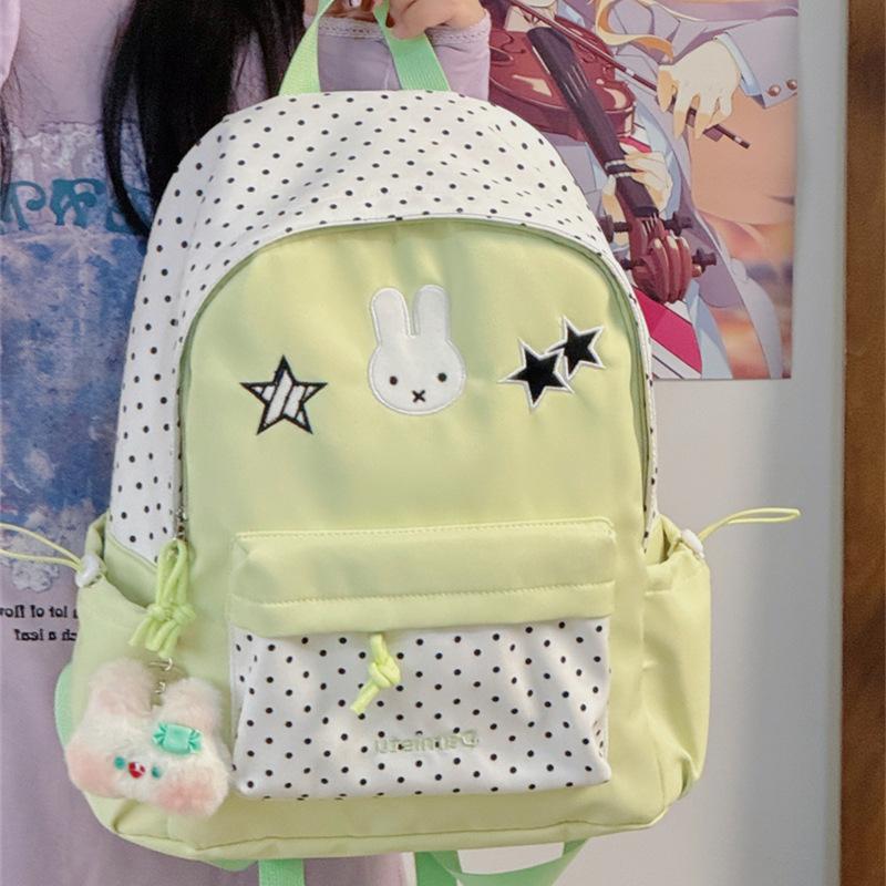 Schoolbag Korean Simple Cute Sweet Polka Dot Backpack High Value Campus Party Class Schoolbag Lightweight Backpack Tide