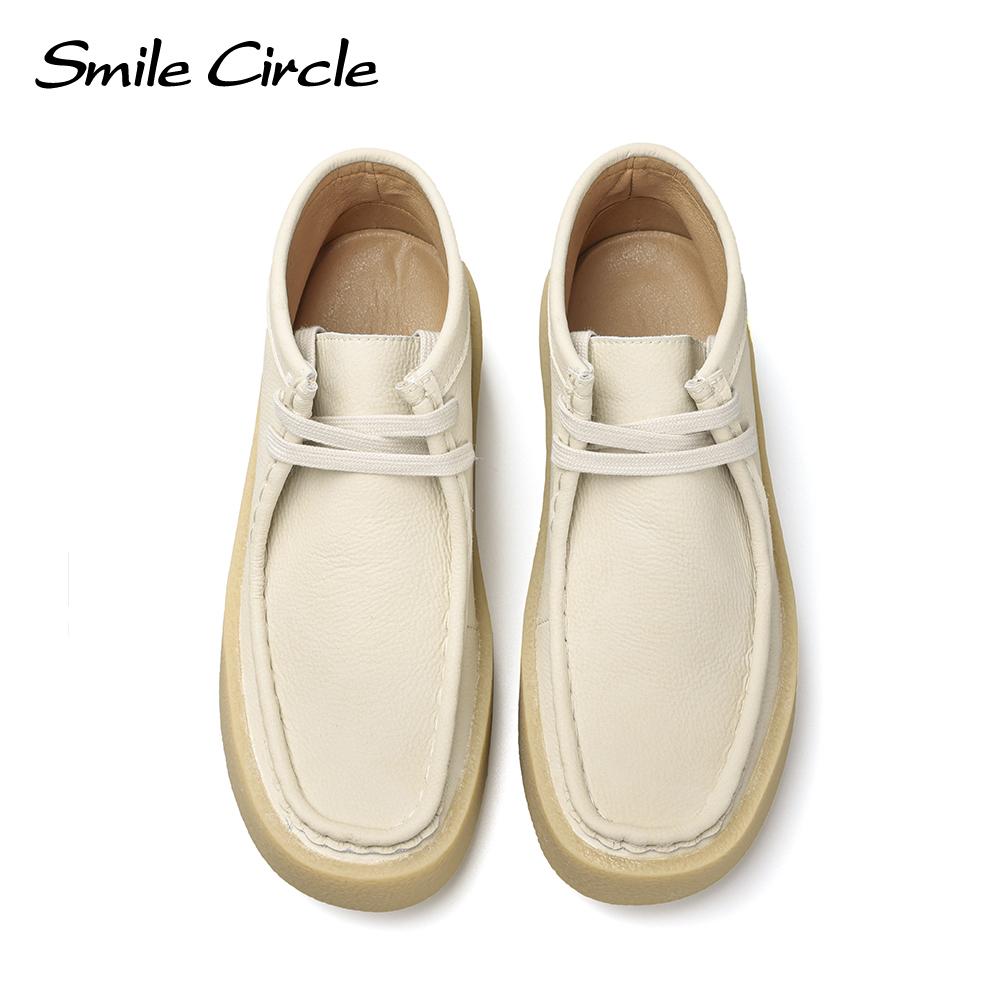 Klobige Damen-Flache Schuhe, runde Zehen, Schnürschuhe, dicke Schuhe, modische, bequeme Damen-Freizeitschuhe