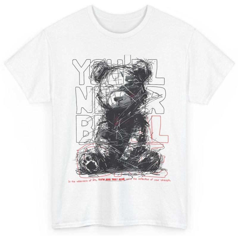 

Abstract Bear with Typography T Shirt Scribble Style Bear Graphic Tee S разноцветный