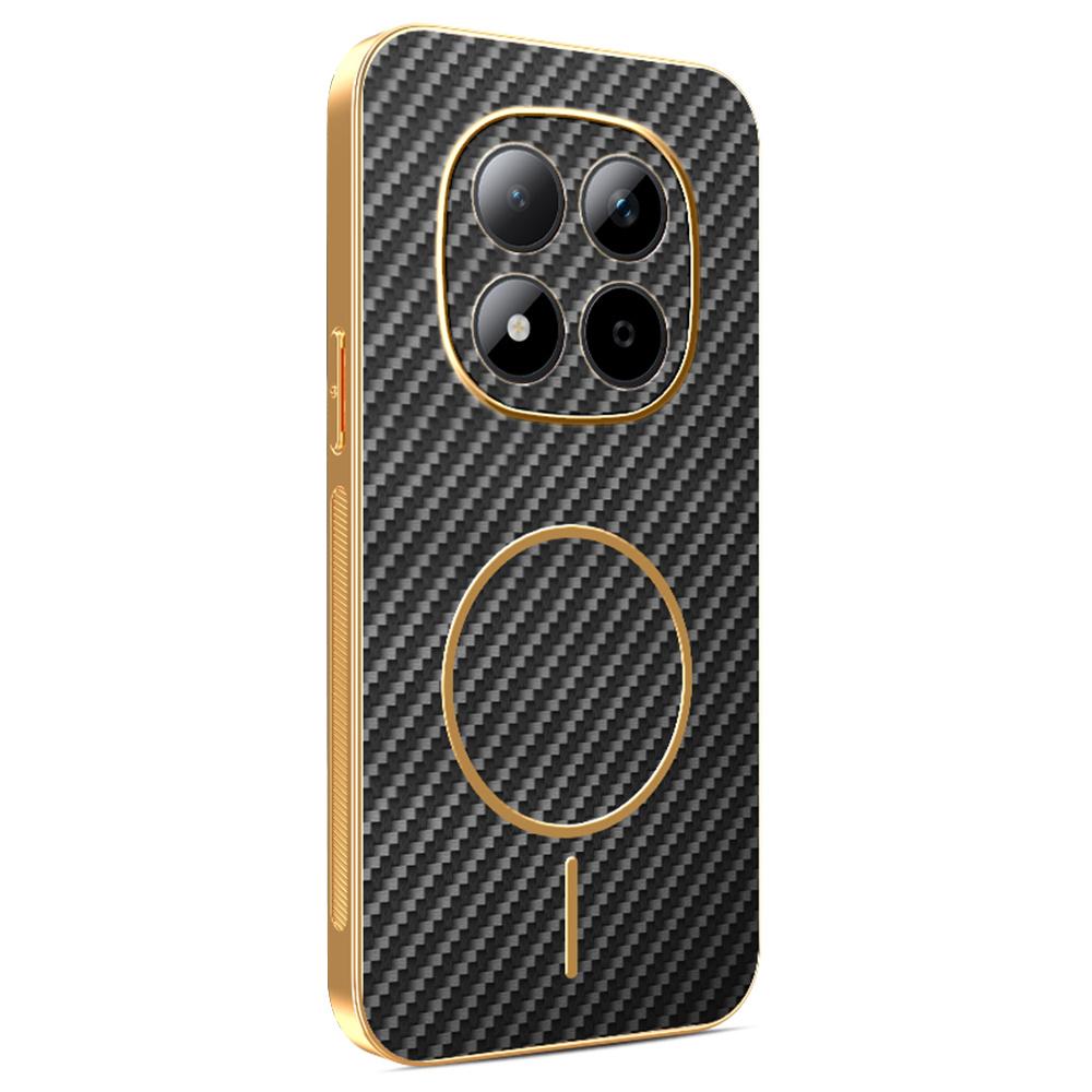 For Xiaomi Redmi Note 15 Pro 5G Phone Case Carbon Fiber Textured Electroplated TPU Back Cover