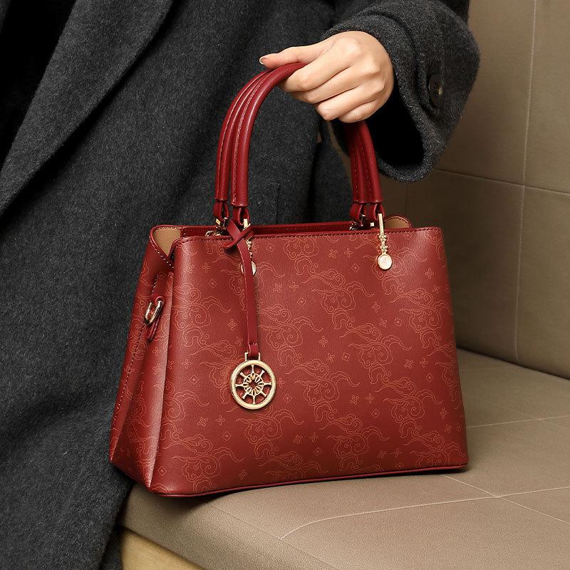 Handbag, Fashionable Bridal Bag, Women's Large Capacity High-end Wedding Bag, Red Festive Wedding Bag, Tote Bag, Wedding Celebration Bag