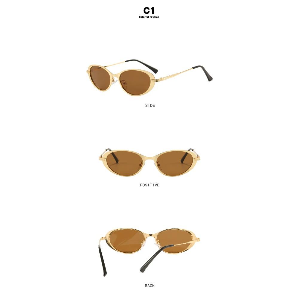 Fashion Retro Metal Frame Oval Sunglasses Women's INS Style Outdoor UV Protection Sun Glasses UV400 Shades Men's Goggles