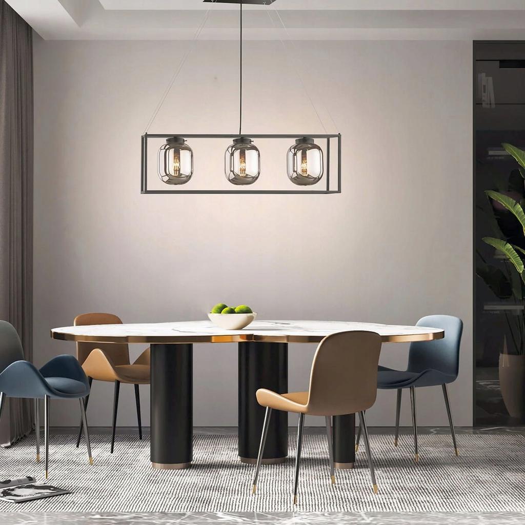 Hanging Ceiling Lamp for Living Room Dining Room 3 Glass Shades