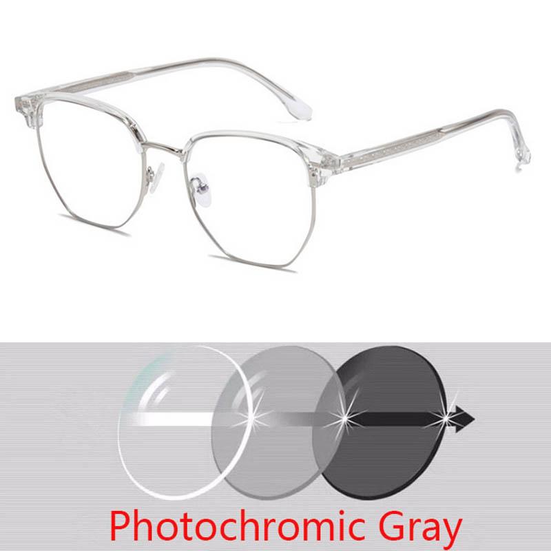 Fashionable Semi-Rimless Eyeglasses Frames With Temples Short-Sight Eyewear Diopter 0 -0.5 -0.75 -1.0 To -6.0