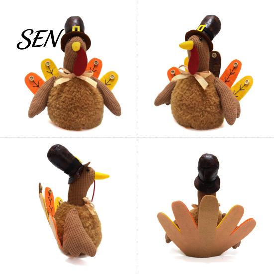 Erntedank-Deko Plüsch-Truthahnspielzeug für Thanksgiving, Herbstfest Gefüllt mit Pilgerhut, Plüschtier Tischmittelstück Dekoration Dekorativ