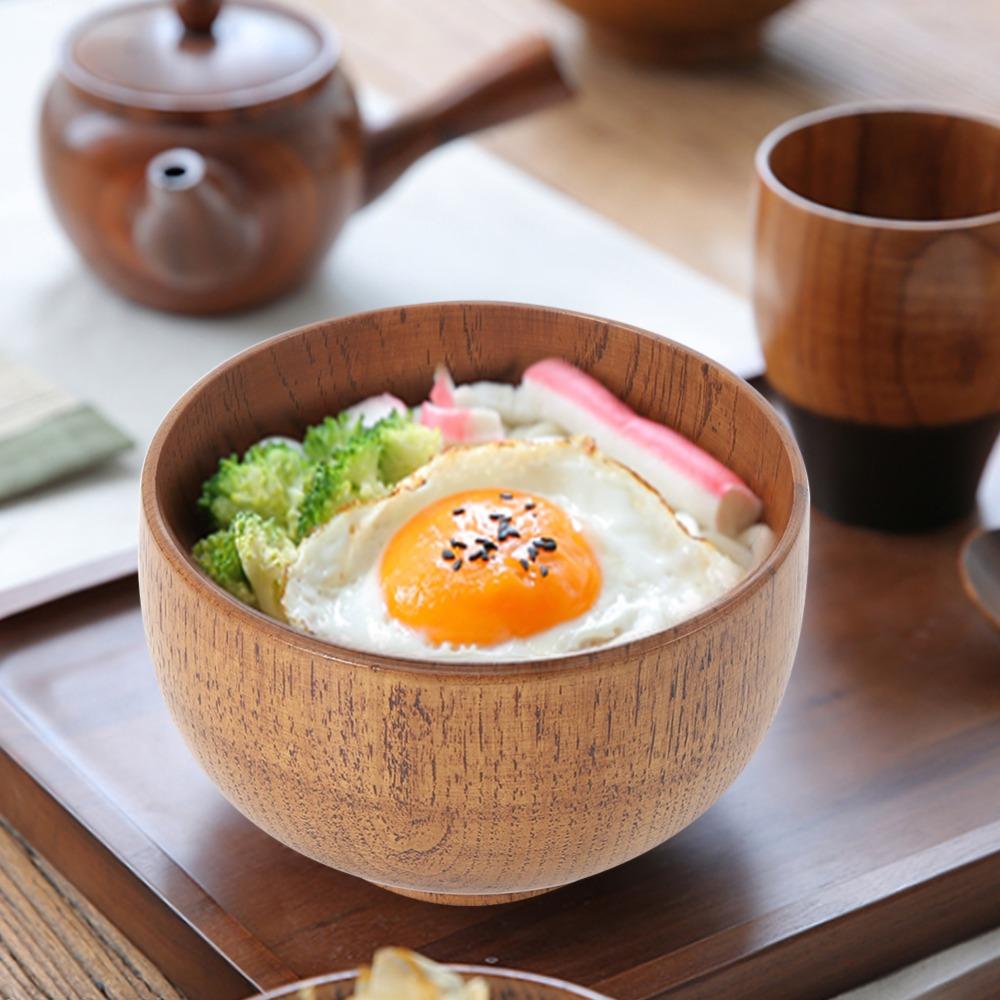 Log Material Noodle Bowl Round Shape Rice Bowl Eco Friendly Soup Container  Soup Serving