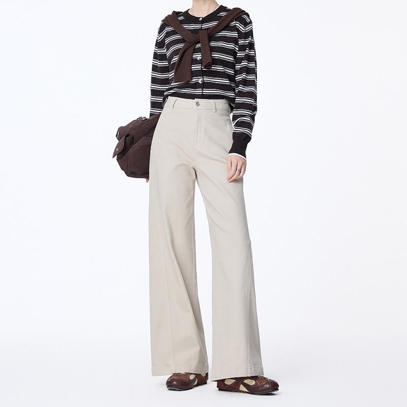 Commuter style high waist wide leg jeans women's autumn loose casual straight-leg pants versatile trousers Zhengzhou women's trousers