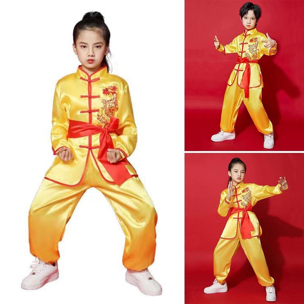 Long Sleeves Wushu Costume Chinese Traditional Martial Art Uniform Tai Chi Uniform  Kids Boys Girls