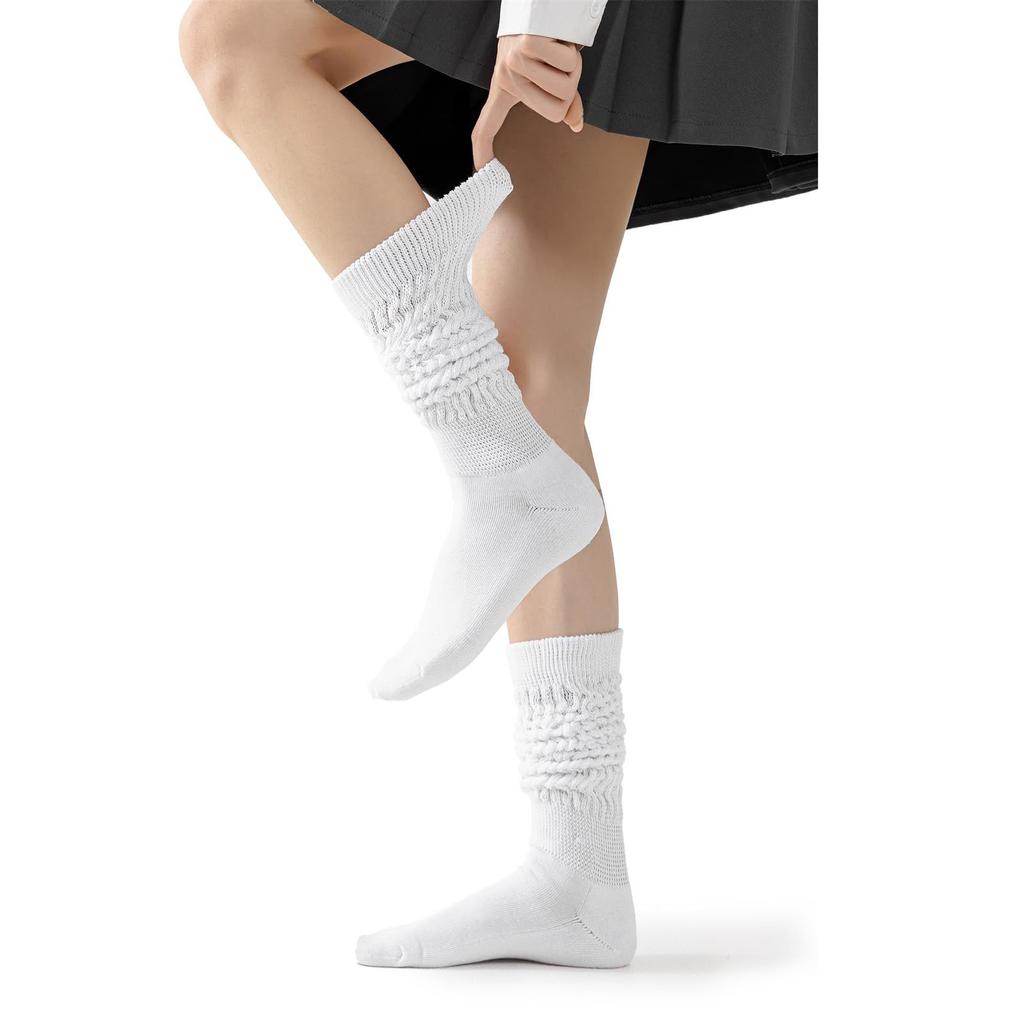 RMSWEETYIL Long Stacked Slouch Scrunch Socks for Women 80s 90s Loose Chunky Cotton Tall Knee High Boot Tube Slouch Socks