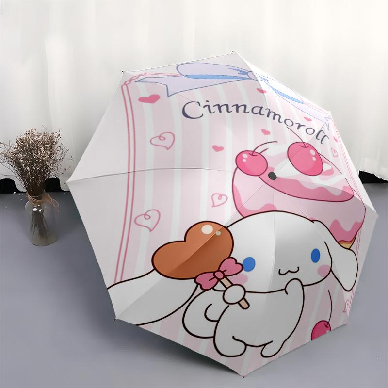 1pc Sanrio Cherry Cake Cinnamoroll Cartoon Umbrella, Portable 3-Fold Compact Umbrella, Suitable for Camping, Hiking and Travel, Ideal Easter Birthday