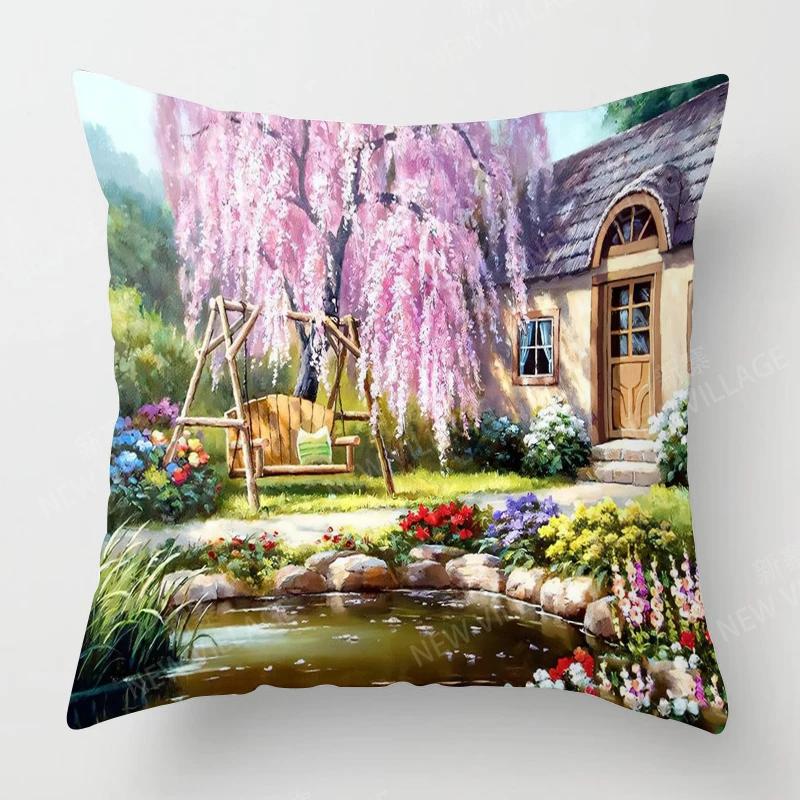 Heim Wohnzimmer Dekoration Kissenbezüge Vintage Ölmalerei Stil Wurfkissenbezug 45*45 Kissenbezug 40x40cm 50x50 45x45
