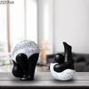 Abstract Artwork Yoga Figures Statue Desk Decoration Ornaments Minimalist Black Character Resin Sculpture Room Aesthetic Decor