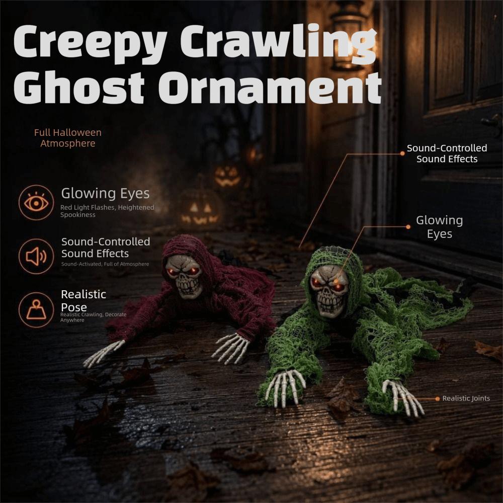 Bald Head Halloween Crawling Ghost Electric Climbing Zombie Figure Haunted House Prop