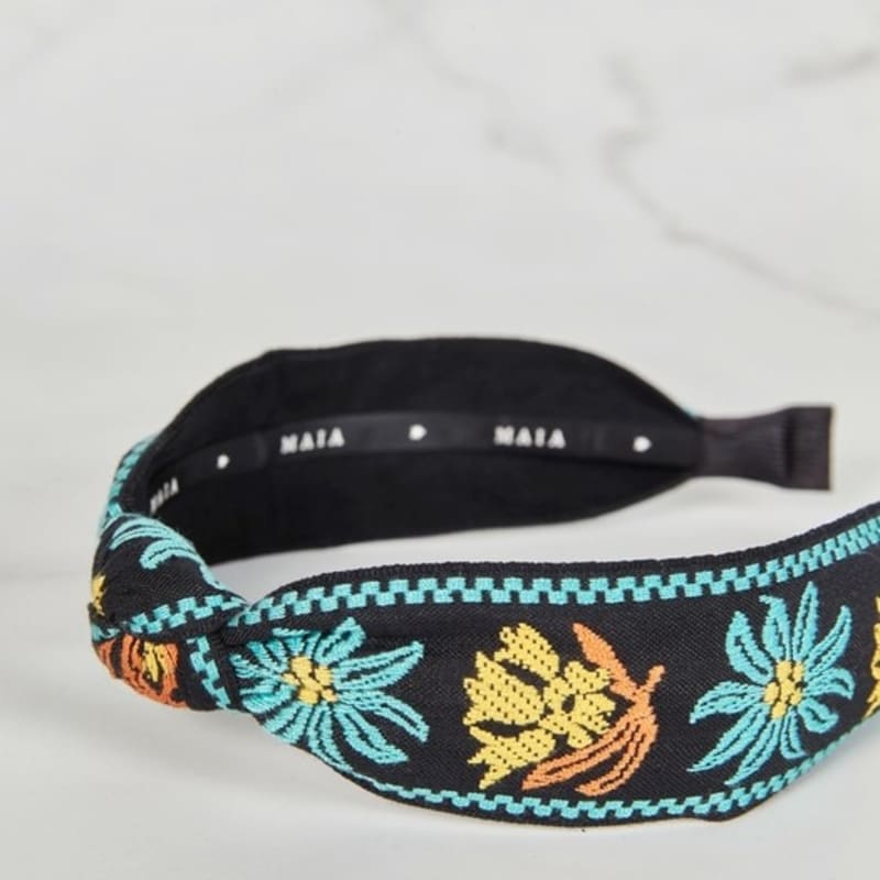 MAIA Floral Jacquard Hairband - Knot Blue