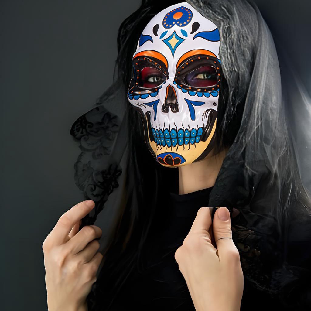 Day of the Dead Mask Mexican Printed Face Mask Halloween Grimace Skull Bar Catwalk Performance Props Carnival Dance Decoration Atmosphere Mask