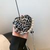 Heart-shaped Leopard PU Shoulder Bags with Chains and Beads Girl Style Super Cool Crossbody Bags