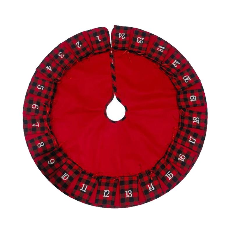 Christmas Tree Skirt Foot Carpet Base Cover with 24 Day Countdown Home Mall Family Gatherings Festive Holiday Decoration