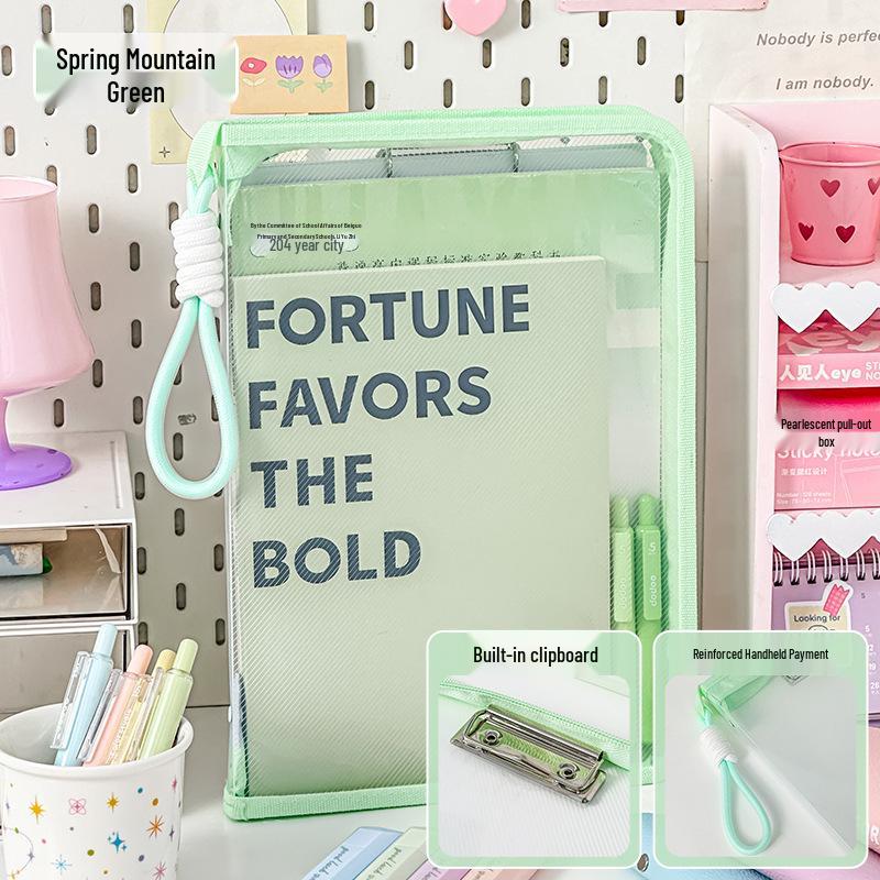 Baiyi A4 Large Capacity Zipper Mesh Storage Bag for Student Papers & Textbooks