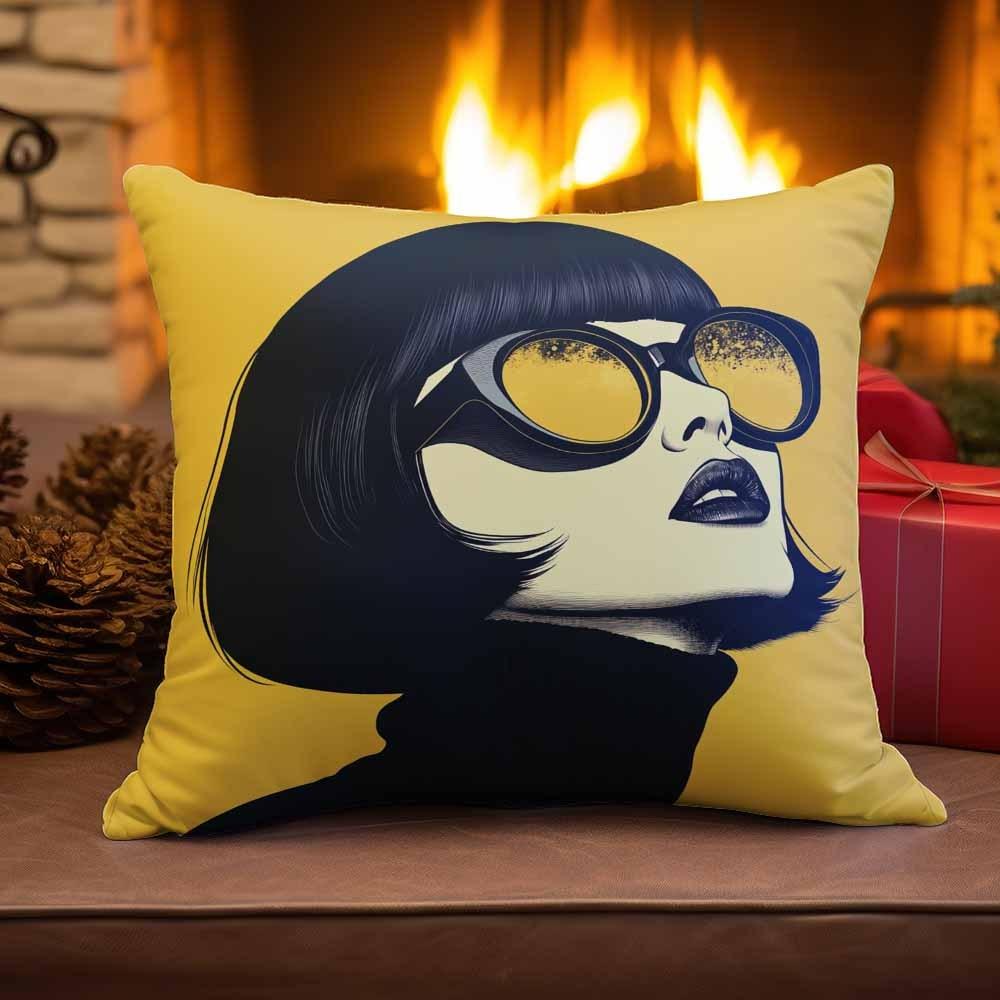 1Pc Pop Art Style Fashion Woman Printed Throw Pillow Cover, Suitable For Sofa, Bedroom, Living Room, A Unique Gift For Girls.