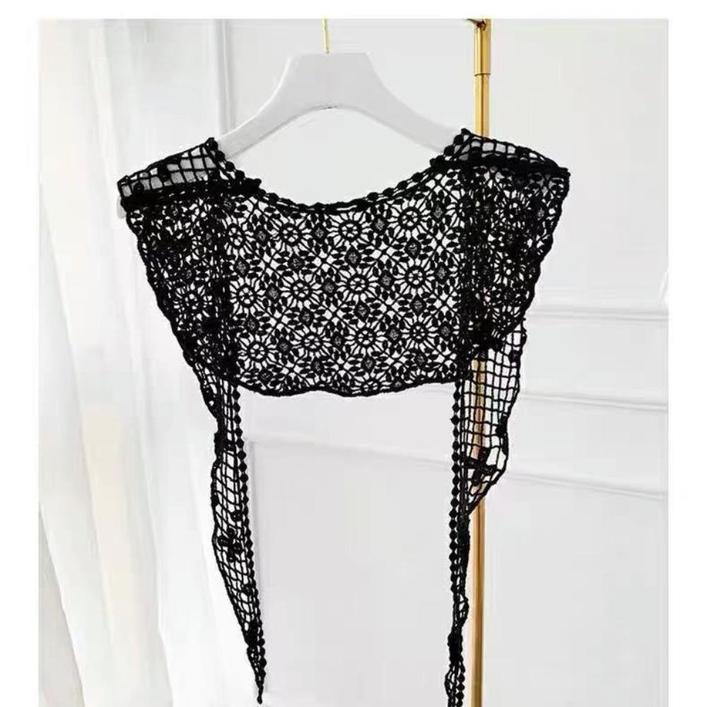 Solid Color Lace Shawl Thin Lace Knitted Shawl Artistic Design Hollow-out Shawl  Ladies Accessory