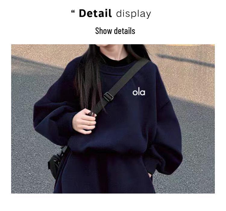Girls' Fleece-Lined Sweatshirt Set: 2025 Autumn/Winter Fashionable Two-Piece for Kids - Casual, Loose, and Cozy.