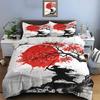 Samurai Under Cherry Blossoms And Red Moon Bedding Set For Kids Luxury Gift 3Pcs Digital Print Comforter Set Soft Comfortable