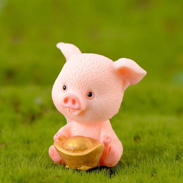 1 Pcs Mini Pig Family Resin Figurines Kawaii Animal Statue Miniature Model DIY Bonsai Micro Landscape Ornament
