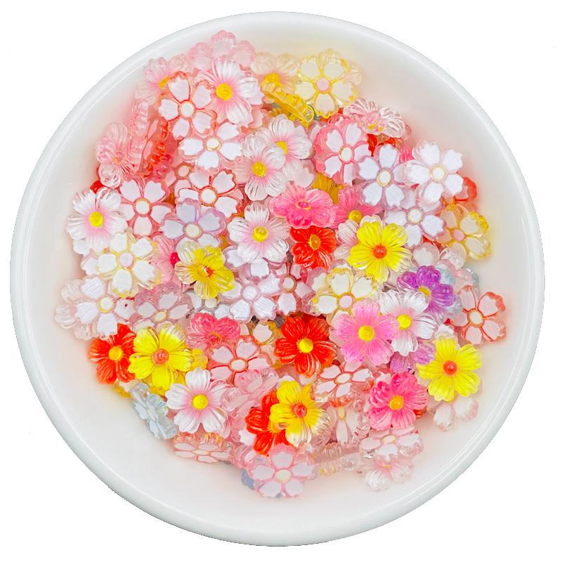 50 Pcs New Cute Mini Kawaii Mixed Color Floret Flat Back Resin Scrapbook Diy Party Manicure Hairpin Accessories Craft A44