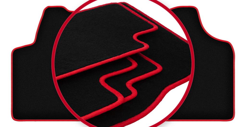 Velours-Fußmatten mit rotem Rand für: Citroen Jumpy II Lieferwagen (2007-2016)