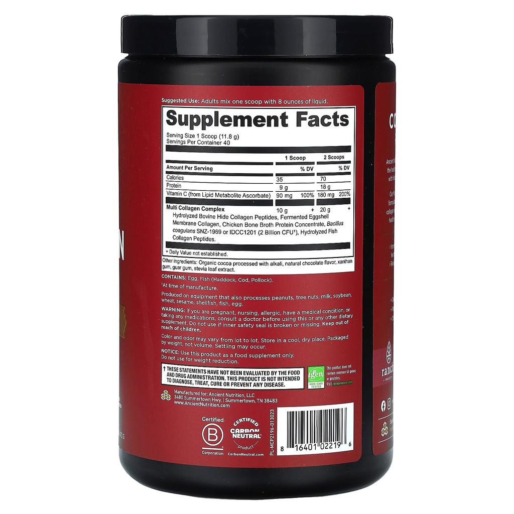 Multi Collagen Protein, Chocolate, 472G (1.04Lbs)