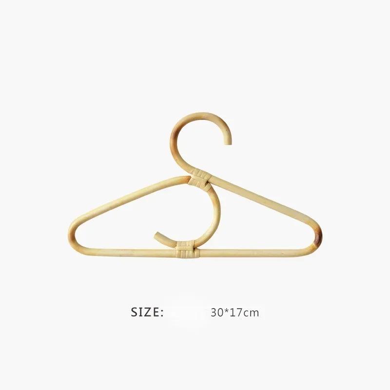 Natural Rattan Children’s Garments Organizer Rack 1pc Kid Clothes Hanger Clothing Storage Tool Kid Room Wardrobe Decor Accessory