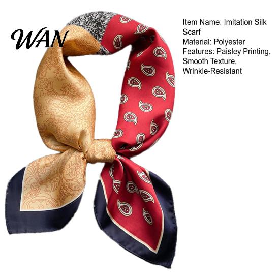 Professional Silky Neck Scarf Paisley Printing Smooth Texture Wrinkle-Resistant Windproof Collar Tie Imitation Silk Commuting Business Layering
