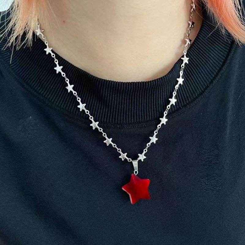 Sternanhänger Halskette Schlüsselbein Kette Gepunkteter Stein Choker Kette Halskette Pullover Kette Feinschmuck Geschenk für Frauen