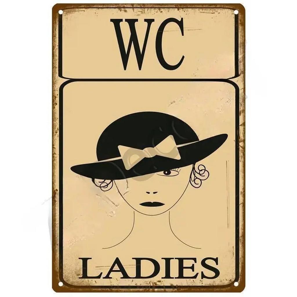Metallplåtskyltar Tvättrum Toalett Väggdekoration Plakett Vintage Konstaffischer Järnmålning för Mancave Hem Café Klubb Bar