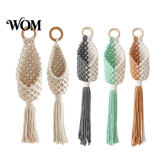 Eleganter Hängepflanzenhalter, geflochtener Hängekorb, Boho Pflanzenhänger mit Quasten, ohne Bohren geknüpfter Baumwollseil für Zimmerpflanzen