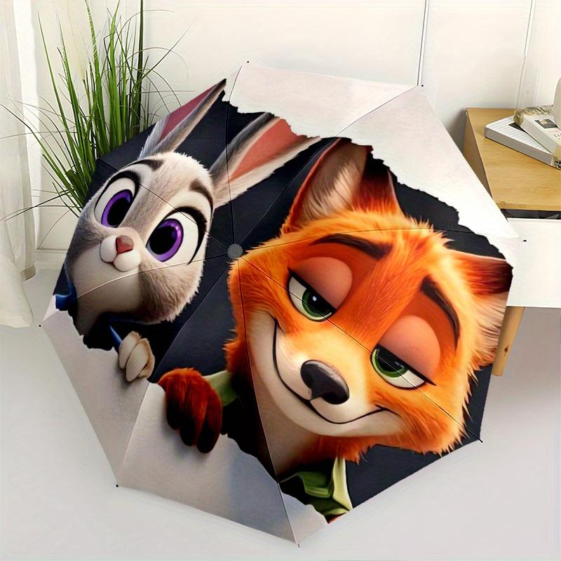 

Cartoon Judy and Nick Zootopia Automatic Opening and Closing Umbrella, Lightweight 3-Fold, With Cute Cartoon Characters, Suitable for Home,