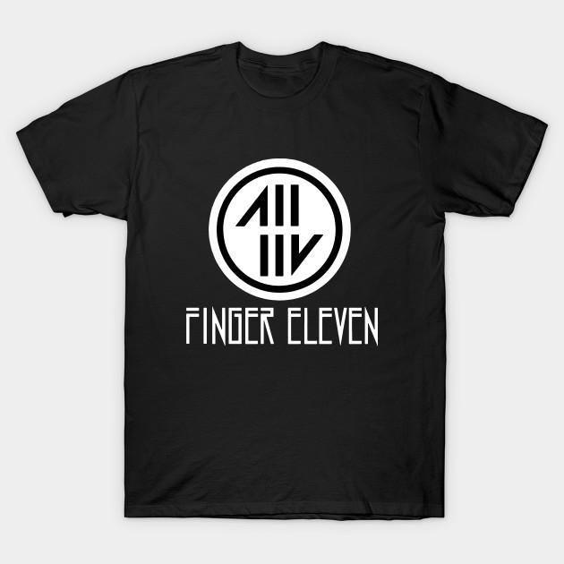 

Men Black Print T-shirt Finger Eleven Band No-Cut Transfer Paper Print Cotton Tshirt 2XL чорний