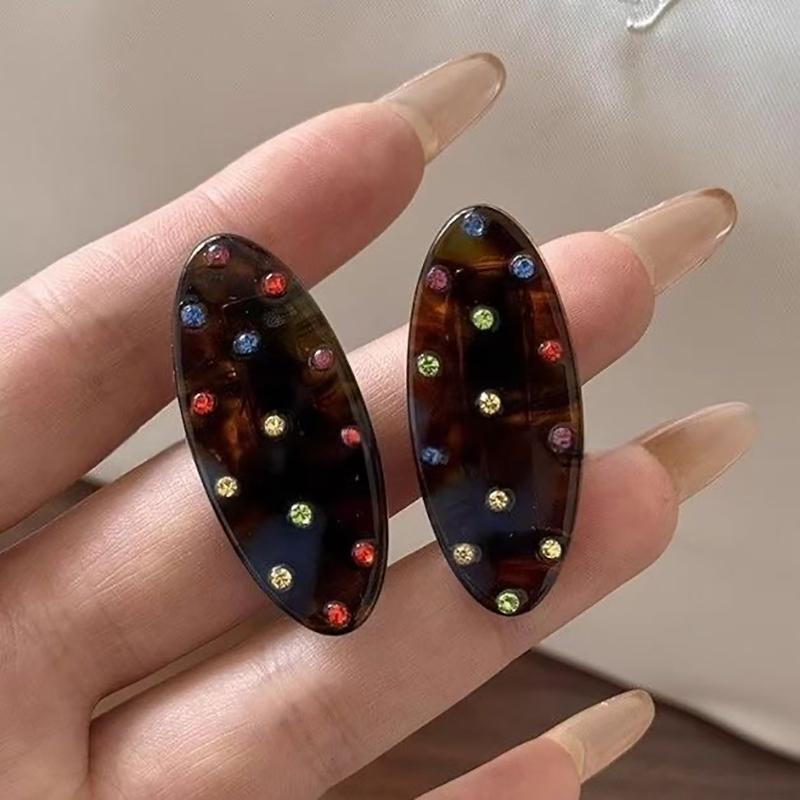 2pcs/set Acetate Hair Clips Colorful Crystal Rhinestone Barrettes Side Pins Sweet Elegant Small Size Hairpin Women Hair Accessor