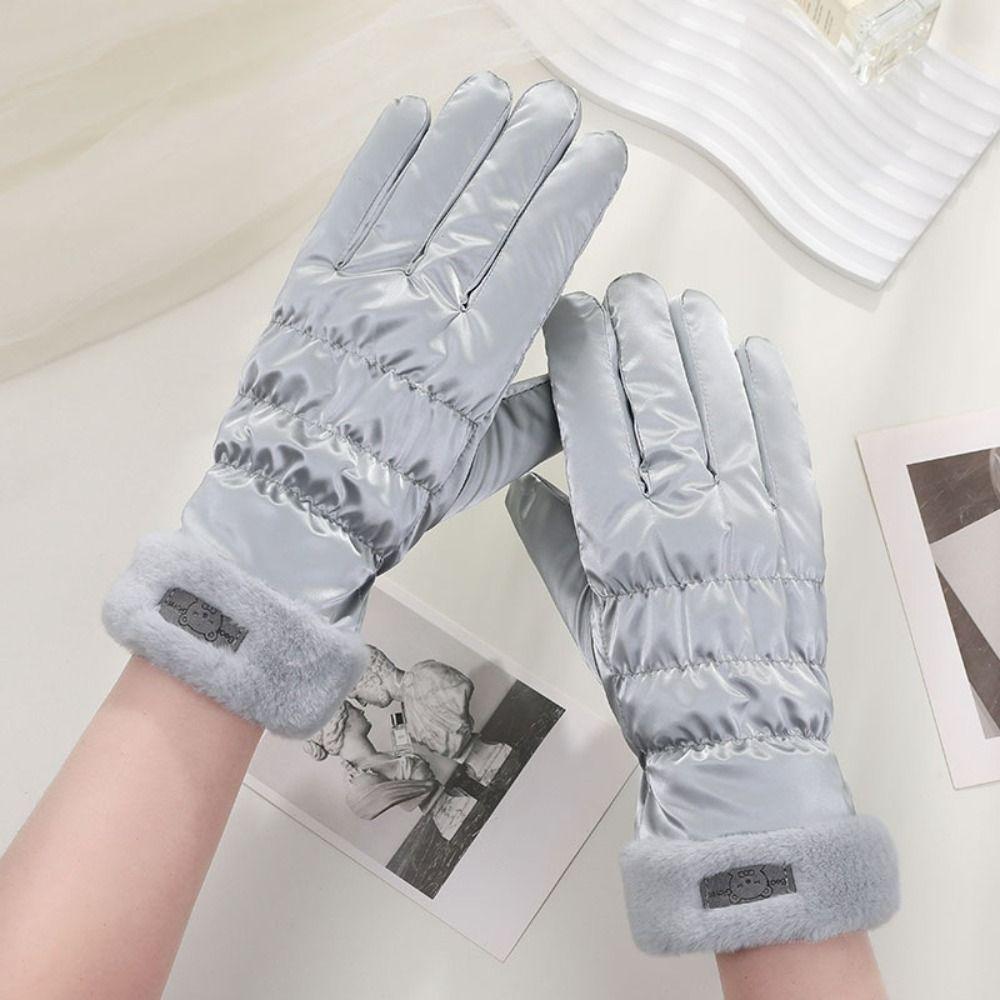 Cute Bear Women Winter Gloves Thickened Skiing Gloves Fleece Full Finger Gloves  Cycling Bicycle