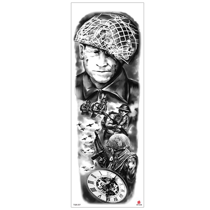 New Waterproof Full Arm Tattoo Stickers – Large Floral & Lion Design, Cross-Style, Hot Selling