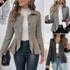 Women's Oversized Ruffle Dobby Floral Trim Fitted Double-Buttoned Office Suit Jacket for Women