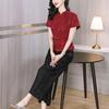 Elegant Xiangyun Silk Summer Suit: Age-Defying Mother’s Top and Wide-Leg Pants in New Chinese Style